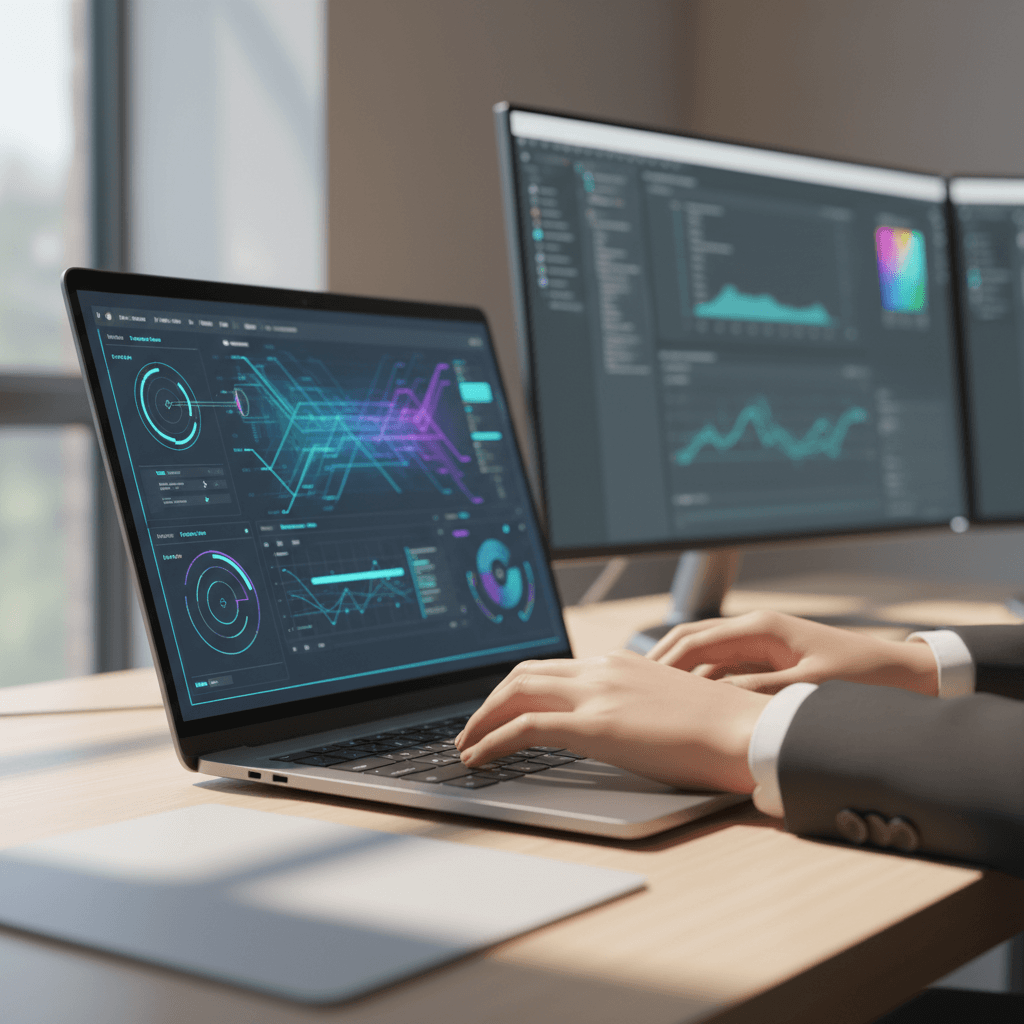Real-time truck dispatch automation software displayed on computer monitor